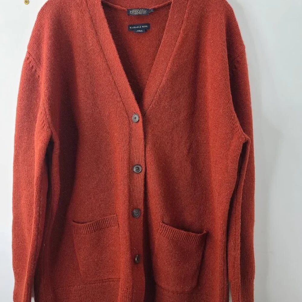 Pendleton‎ Women's Red Boyfriend Shetland Button-Front Cardigan Sweater Size L